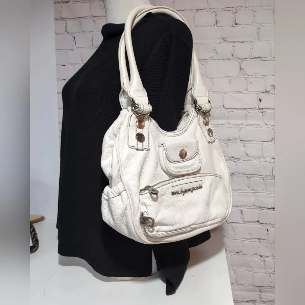 Marc by Marc Jacobs White Leather Soft Shot Large Hobo